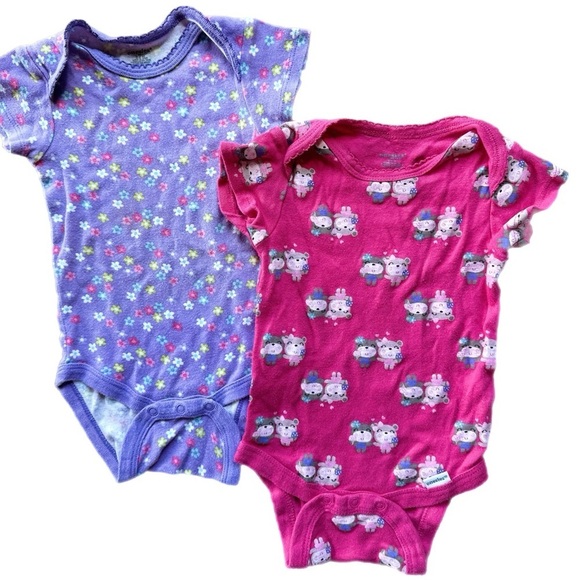 6-12 Month Girls Short Sleeve Diaper Shirt/Onesie Bundle - Picture 2 of 7